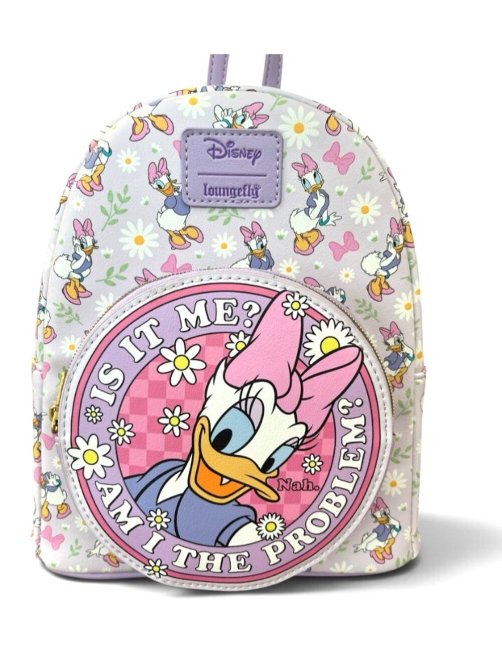 Loungefly Disney Daisy Duck Am I The Problem Floral Lavender Mini Backpack NWT